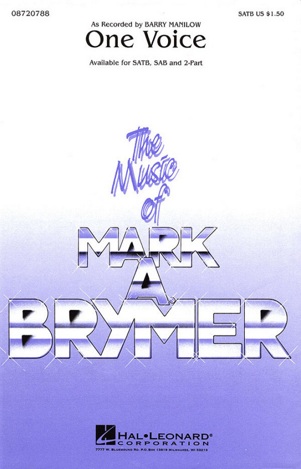 Barry Manilow, One Voice&nbsp;&nbsp;SATB&nbsp;&nbsp;Chorpartitur
