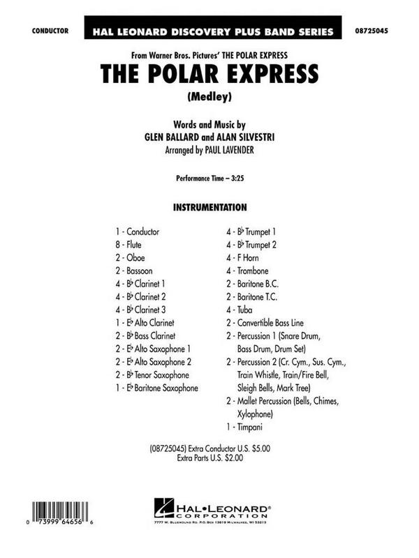 The Polar Express (Medley)  for concert band  score and parts