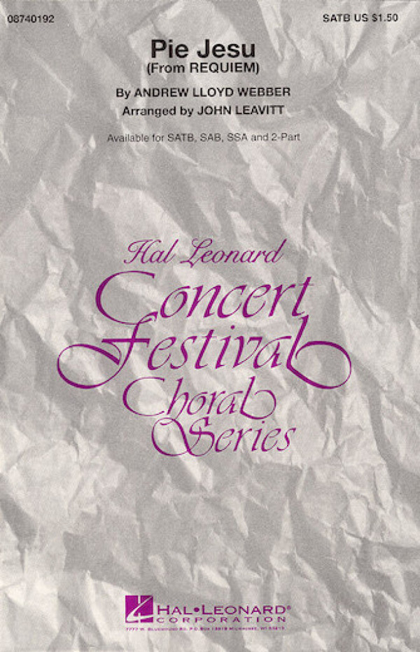 Pie Jesu from Requiem&nbsp;&nbsp;for mixed choir (SAB) and piano&nbsp;&nbsp;choral score