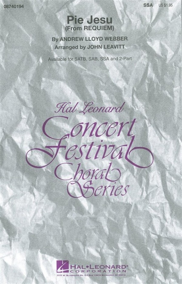 Pie Jesu&nbsp;&nbsp;for femal chorus (SSA) and piano&nbsp;&nbsp;vocal score