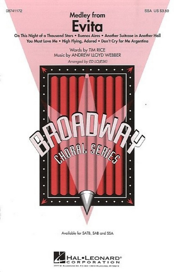 Andrew Lloyd Webber, Evita - Medley&nbsp;&nbsp;SSA + accompaniment&nbsp;&nbsp;Chorpartitur