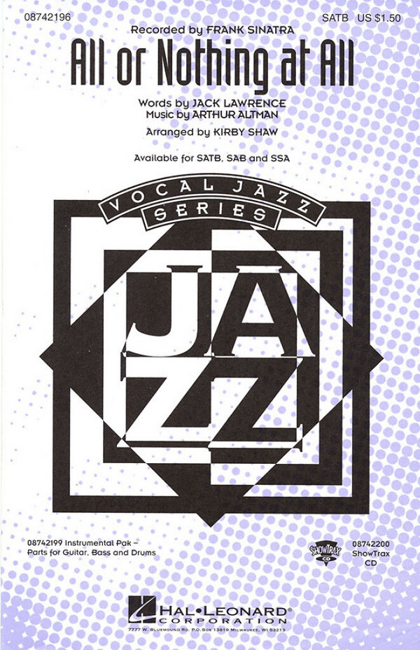 Arthur Altman_Jack Lawrence, All or Nothing at All&nbsp;&nbsp;SATB&nbsp;&nbsp;Chorpartitur