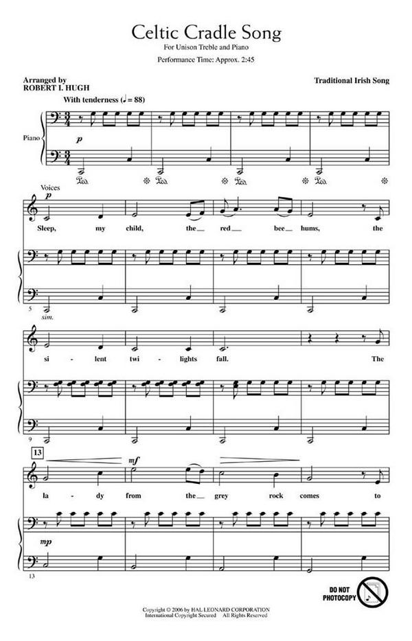 Celtic Cradle Song&nbsp;&nbsp;Unison Voices and Piano&nbsp;&nbsp;Chorpartitur