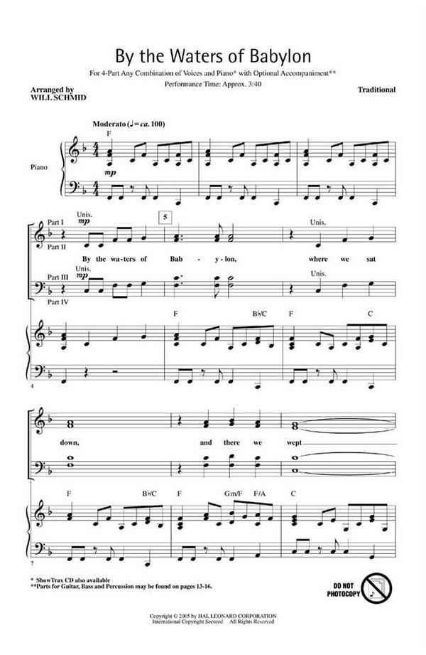 By the Waters of Babylon&nbsp;&nbsp;4-Part&nbsp;&nbsp;Chorpartitur