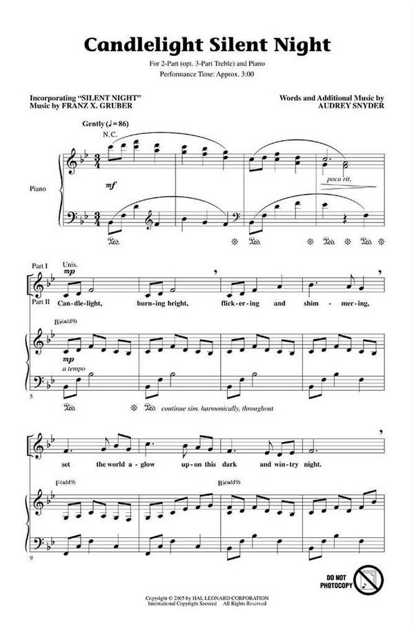 Audrey Snyder, Candlelight Silent Night&nbsp;&nbsp;2-Part Choir&nbsp;&nbsp;Chorpartitur