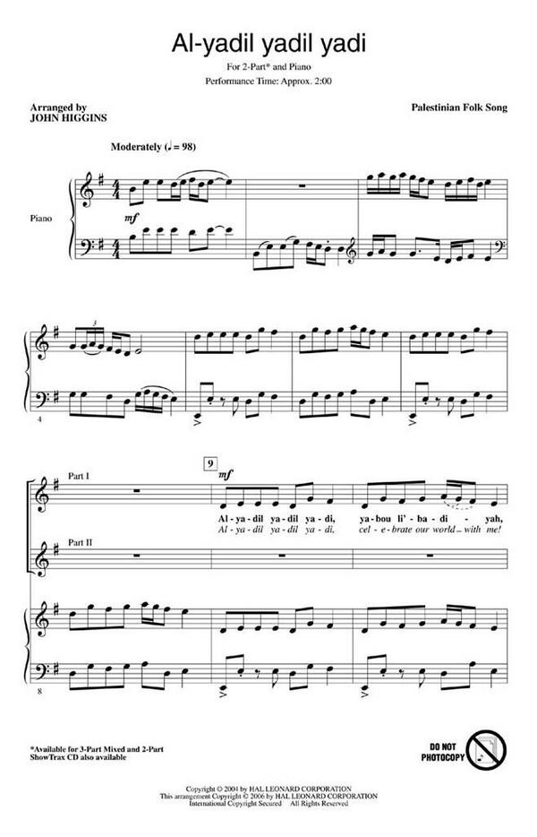 Al-yadil yadil yadi&nbsp;&nbsp;2-Part Choir&nbsp;&nbsp;Chorpartitur