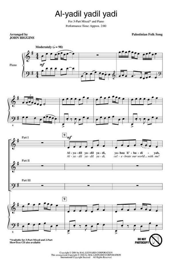 Al-yadil yadil yadi&nbsp;&nbsp;3-Part Choir&nbsp;&nbsp;Chorpartitur