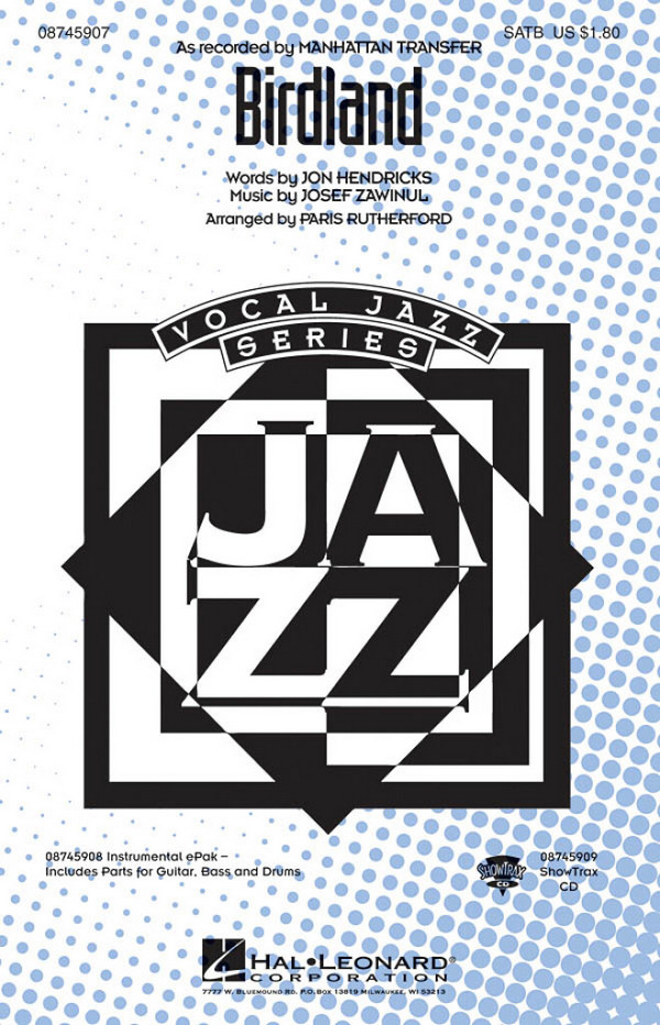 Birdland&nbsp;&nbsp;for mixed choir and piano&nbsp;&nbsp;choral score