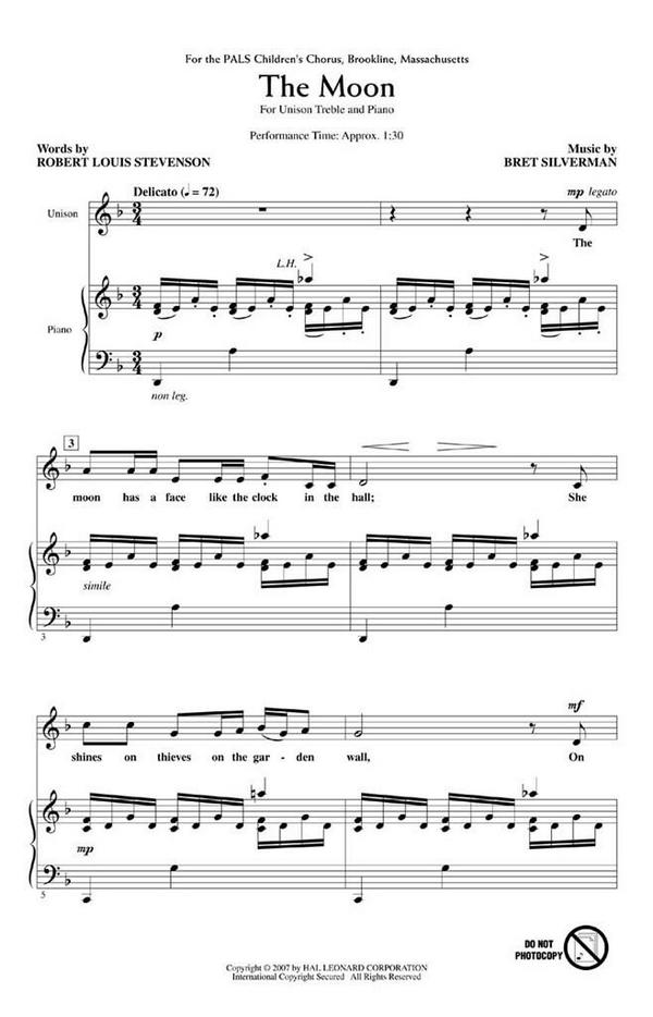 Bret Silverman, The Moon&nbsp;&nbsp;Unison&nbsp;&nbsp;Chorpartitur