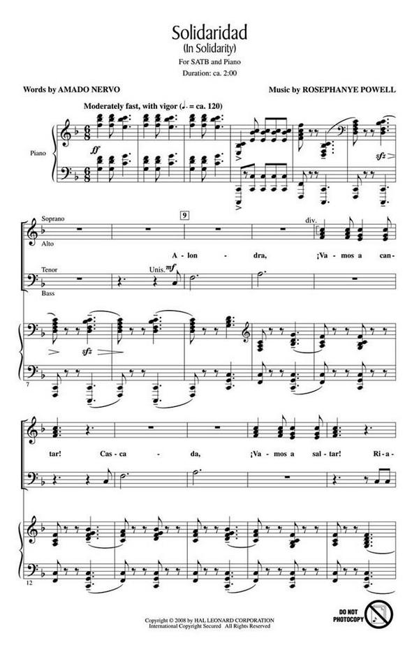 Amado Nervo_Rosephanye Powell, Solidaridad&nbsp;&nbsp;SATB&nbsp;&nbsp;Chorpartitur