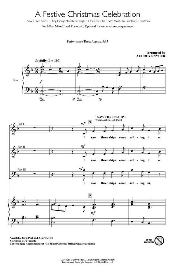 A Festive Christmas Celebration&nbsp;&nbsp;3 Parts Mixed Voices&nbsp;&nbsp;Chorpartitur