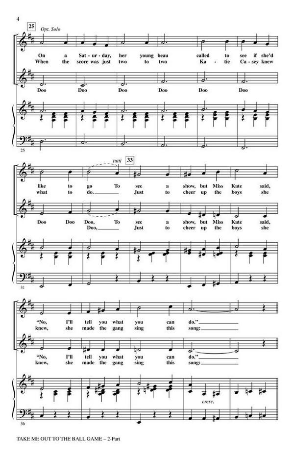 Albert von Tilzer, Take Me Out to the Ball Game&nbsp;&nbsp;2-Part Choir&nbsp;&nbsp;Chorpartitur
