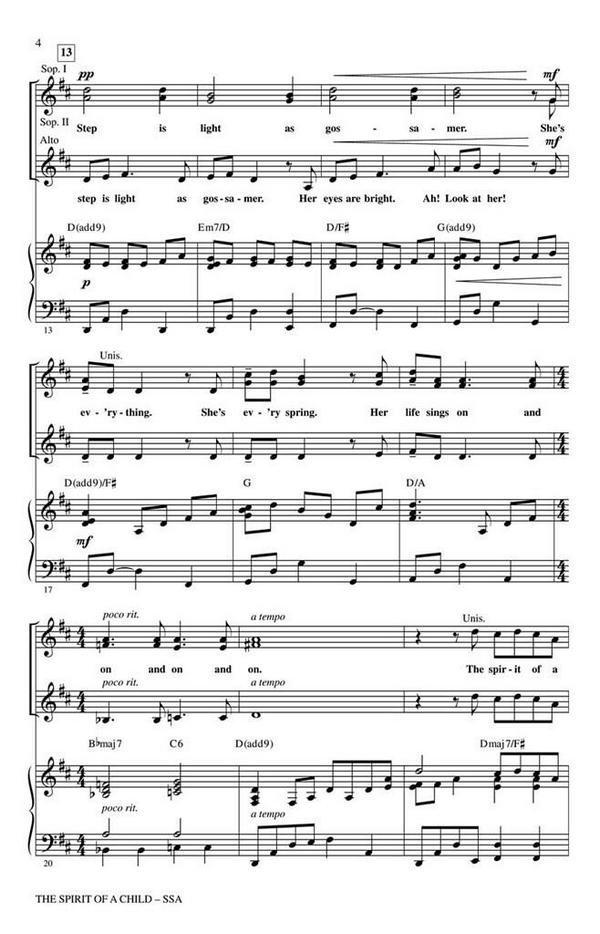 Audrey Snyder, The Spirit of a Child&nbsp;&nbsp;SSA&nbsp;&nbsp;Chorpartitur