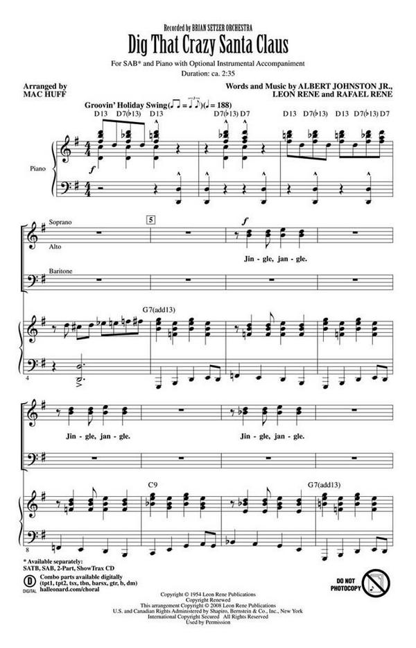 Albert Johnston Jr._Leon René_Rafael René, Dig That Crazy Santa Claus&nbsp;&nbsp;SAB&nbsp;&nbsp;Chorpartitur