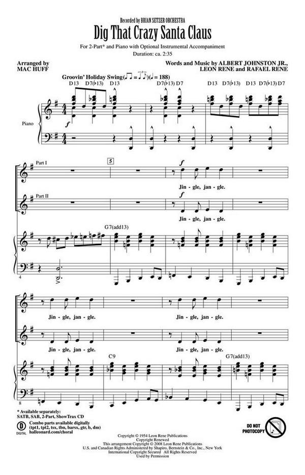 Albert Johnston Jr._Leon René_Rafael René, Dig That Crazy Santa Claus&nbsp;&nbsp;2-Part Choir&nbsp;&nbsp;Chorpartitur