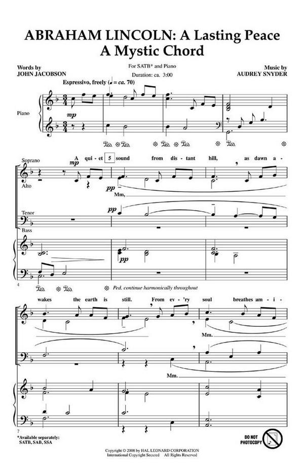 Audrey Snyder_John Jacobson, Abraham Lincoln: A Lasting Peace&nbsp;&nbsp;SATB&nbsp;&nbsp;Chorpartitur
