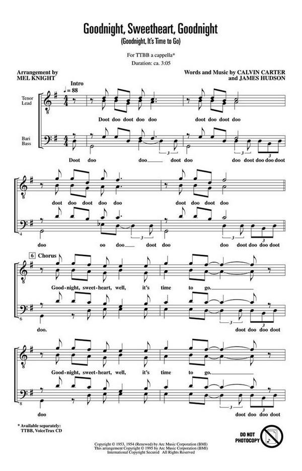 Calvin Carter_James Hudson, Goodnight, Sweetheart, Goodnight&nbsp;&nbsp;Chor&nbsp;&nbsp;CD