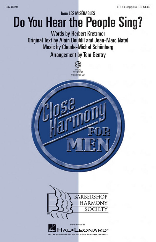 Do You hear the People sing?  for male choir (TTBB a cappella)  choral score