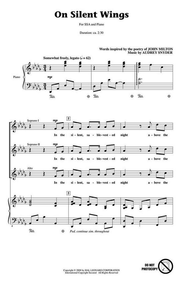 Audrey Snyder, On Silent Wings&nbsp;&nbsp;SSA&nbsp;&nbsp;Chorpartitur