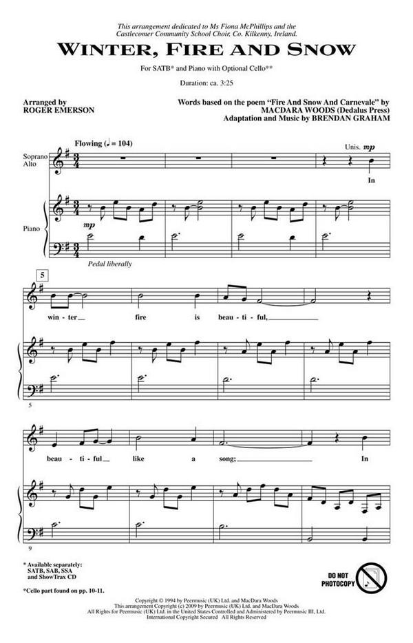 Brendan Graham_MacDara Woods, Winter, Fire and Snow&nbsp;&nbsp;SATB&nbsp;&nbsp;Chorpartitur