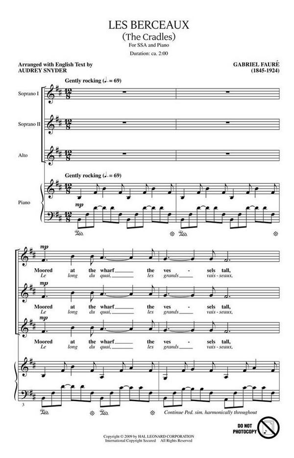 Les Berceaux (The Cradles)&nbsp;&nbsp;for female choir (SSA) and piano&nbsp;&nbsp;choral score (fr/en)