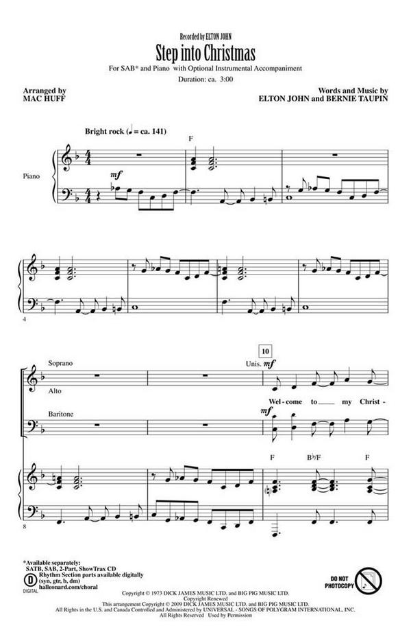 Bernie Taupin_Elton John, Step into Christmas&nbsp;&nbsp;SAB&nbsp;&nbsp;Chorpartitur