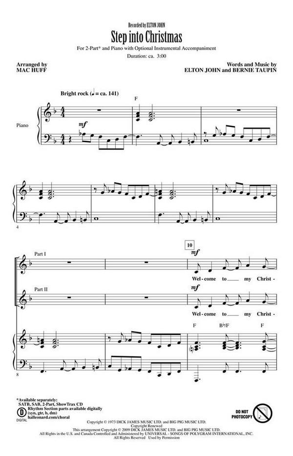 Bernie Taupin_Elton John, Step into Christmas&nbsp;&nbsp;2-Part Choir&nbsp;&nbsp;Chorpartitur