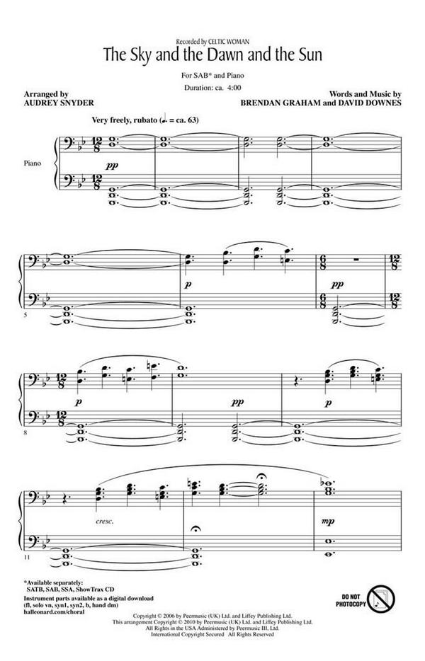 Brendan Graham, The Sky and the Dawn and the Sun&nbsp;&nbsp;SAB&nbsp;&nbsp;Chorpartitur