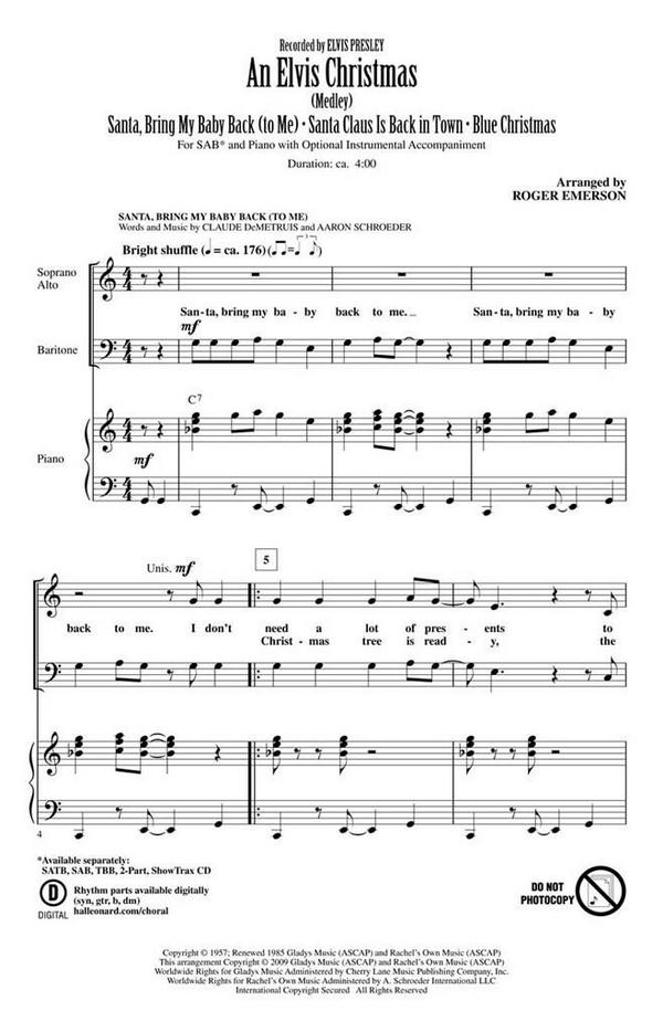 An Elvis Christmas&nbsp;&nbsp;SAB&nbsp;&nbsp;Chorpartitur