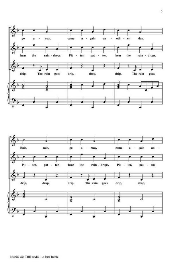Bring On the Rain&nbsp;&nbsp;3 Part Treble&nbsp;&nbsp;Chorpartitur