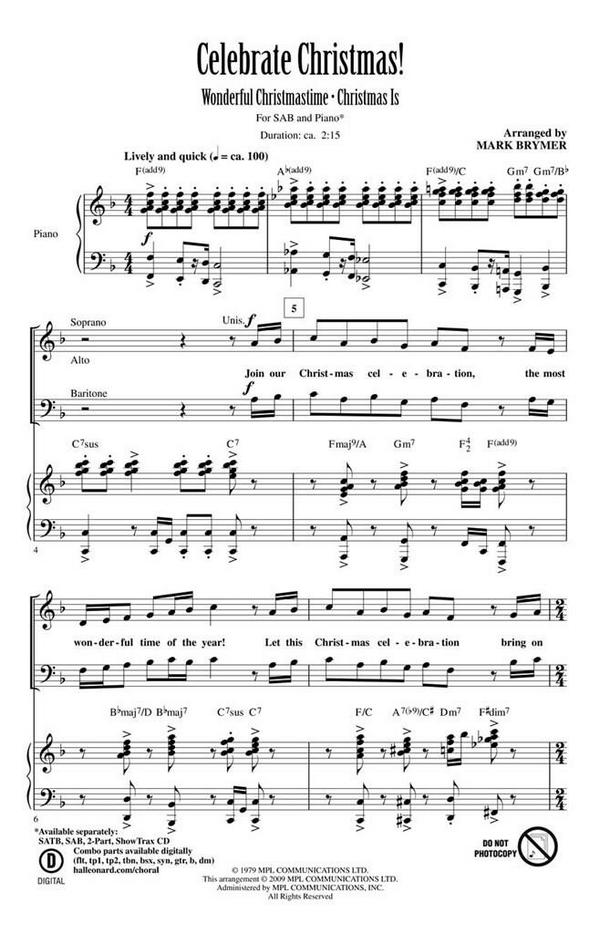 Celebrate Christmas!&nbsp;&nbsp;SAB and Piano&nbsp;&nbsp;Chorpartitur