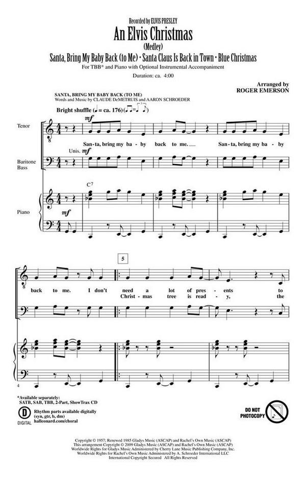 An Elvis Christmas&nbsp;&nbsp;TBB&nbsp;&nbsp;Chorpartitur