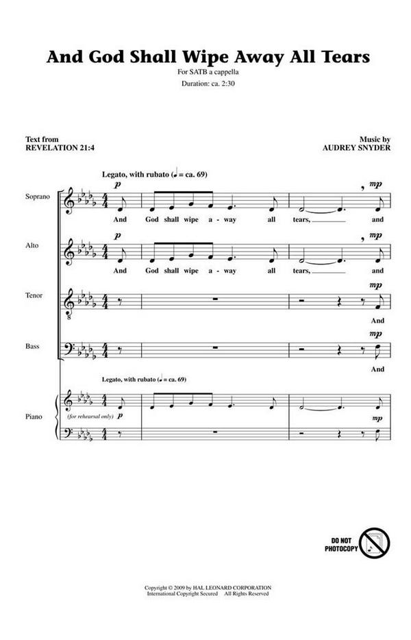And God Shall Wipe Away All Tears&nbsp;&nbsp;SATB a Cappella&nbsp;&nbsp;Chorpartitur