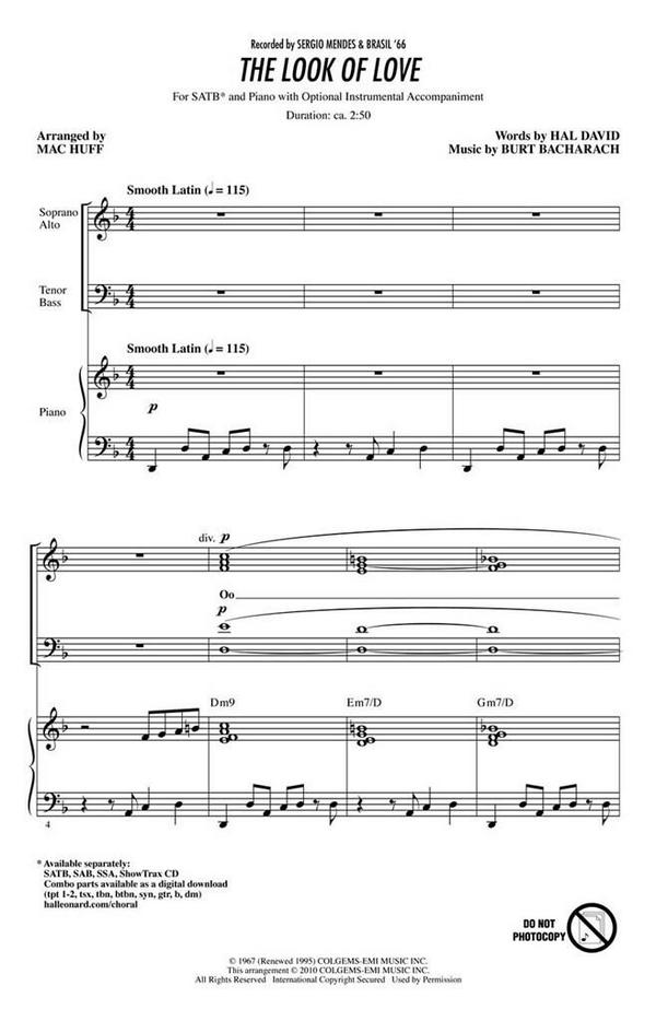 Burt Bacharach_Hal David, The Look of Love&nbsp;&nbsp;SATB&nbsp;&nbsp;Chorpartitur