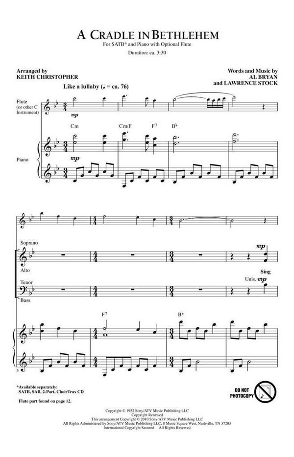 A Cradle in Bethlehem&nbsp;&nbsp;SATB and Piano&nbsp;&nbsp;Chorpartitur