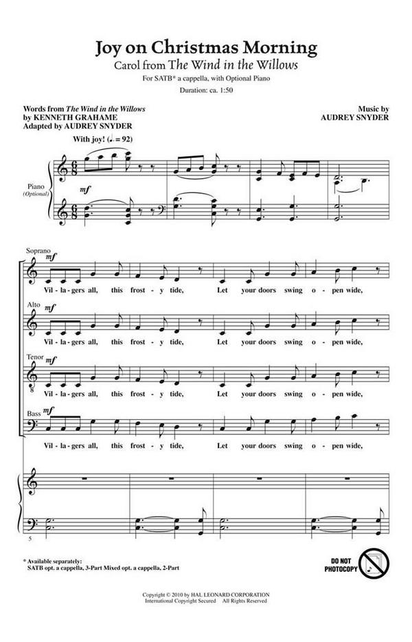 Joy on Christmas Morning  for mixed chorus (and piano optional)  chorus score