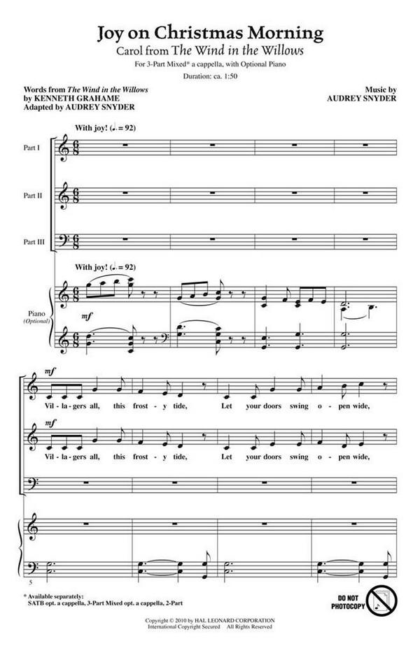 Audrey Snyder, Joy on Christmas Morning&nbsp;&nbsp;SAB&nbsp;&nbsp;Chorpartitur