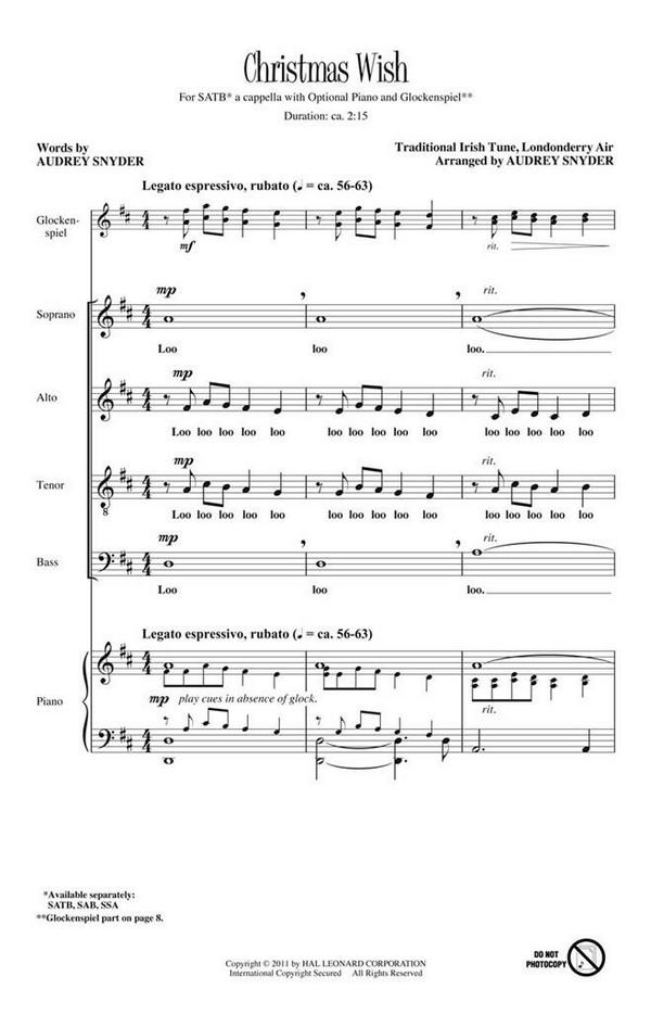 Audrey Snyder, Christmas Wish&nbsp;&nbsp;SATB&nbsp;&nbsp;Chorpartitur