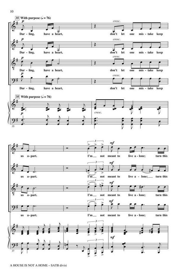 Burt Bacharach, A House is not a Home&nbsp;&nbsp;SATB [divisi]&nbsp;&nbsp;Chorpartitur