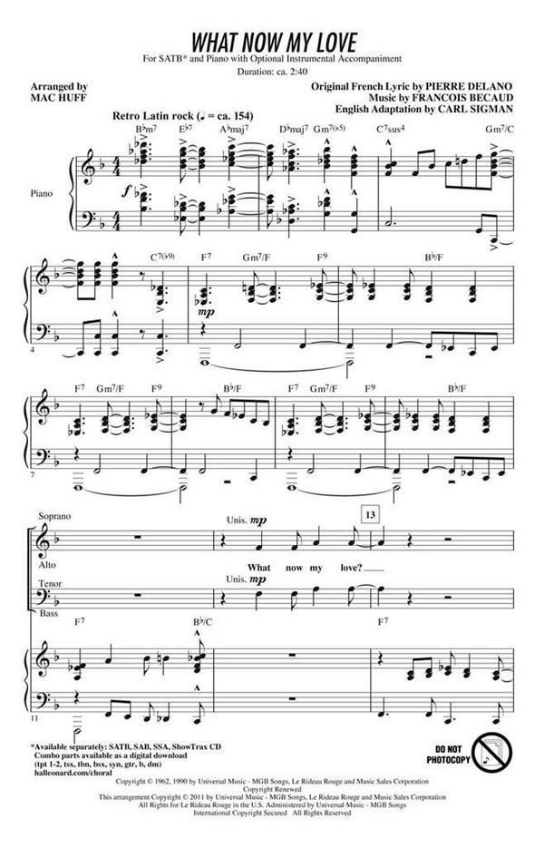 Carl Sigman_Francois Becaud_Pierre Delano, What Now My Love&nbsp;&nbsp;Chor&nbsp;&nbsp;CD