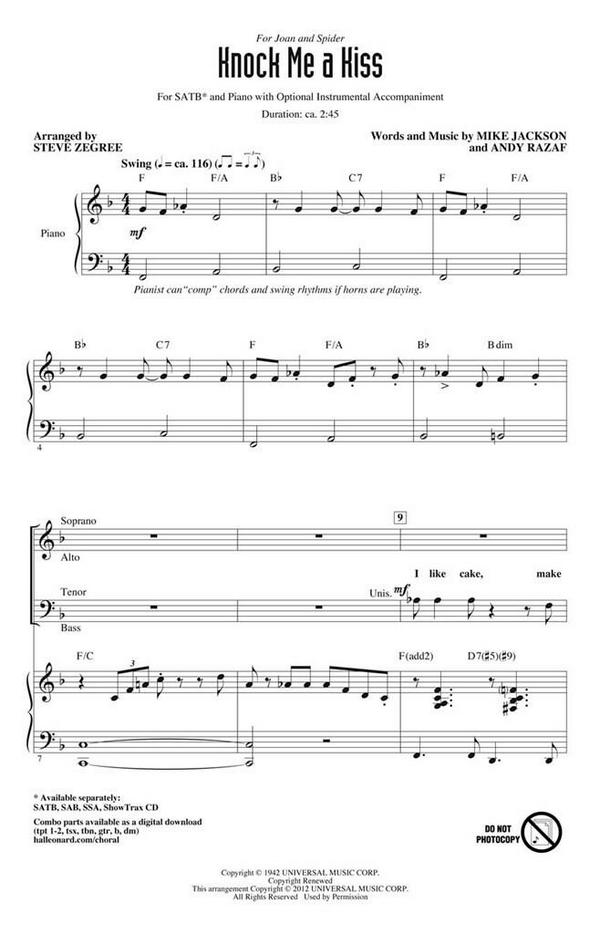 Andy Razaf_Mike Jackson, Knock Me a Kiss&nbsp;&nbsp;SATB&nbsp;&nbsp;Chorpartitur