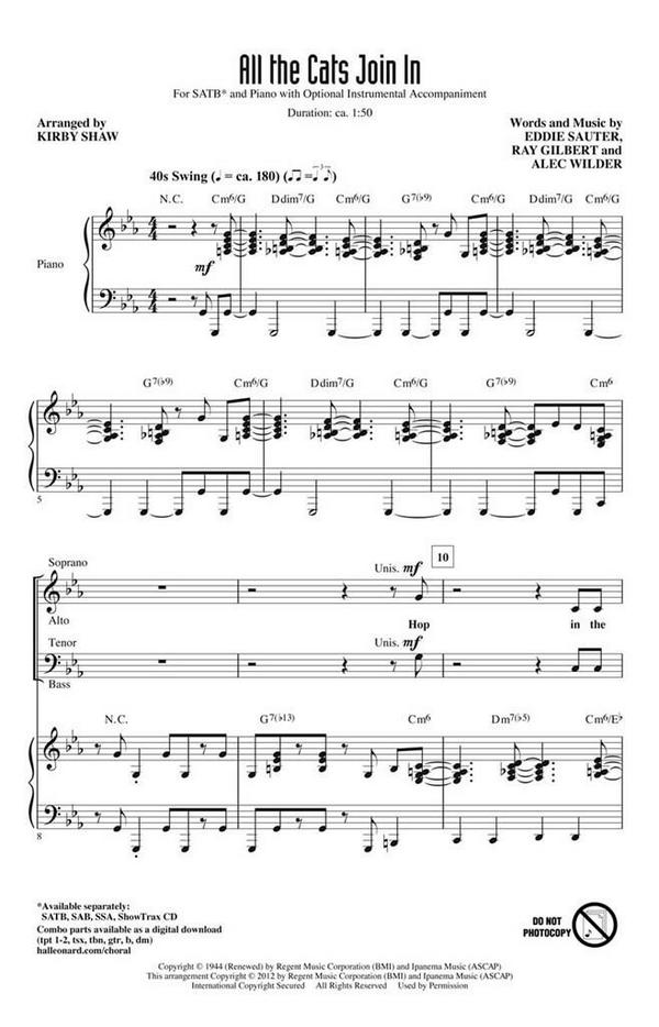 All the Cats Join In&nbsp;&nbsp;SATB&nbsp;&nbsp;Chorpartitur
