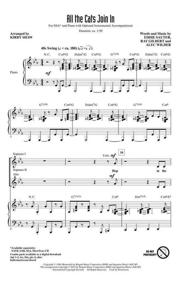 All the Cats Join In&nbsp;&nbsp;SSA&nbsp;&nbsp;Chorpartitur