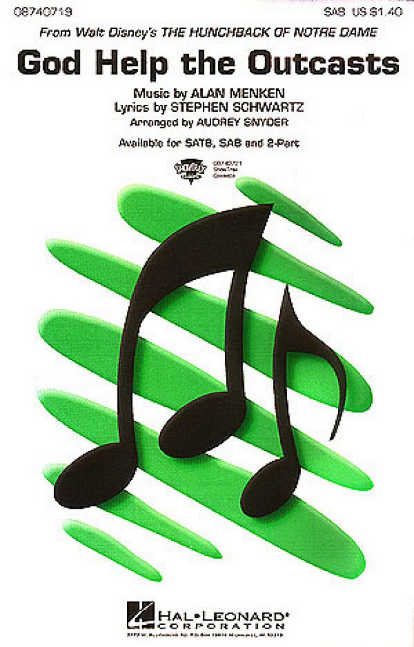 Alan Menken, God Help The Outcasts&nbsp;&nbsp;SAB and Piano&nbsp;&nbsp;Chorpartitur