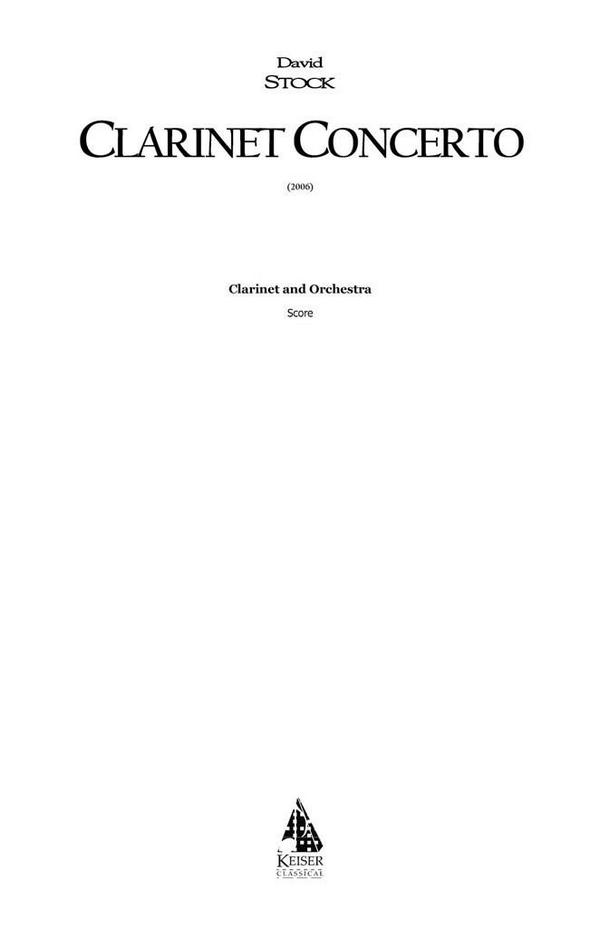 David Stock, Clarinet Concerto&nbsp;&nbsp;Clarinet&nbsp;&nbsp;Partitur
