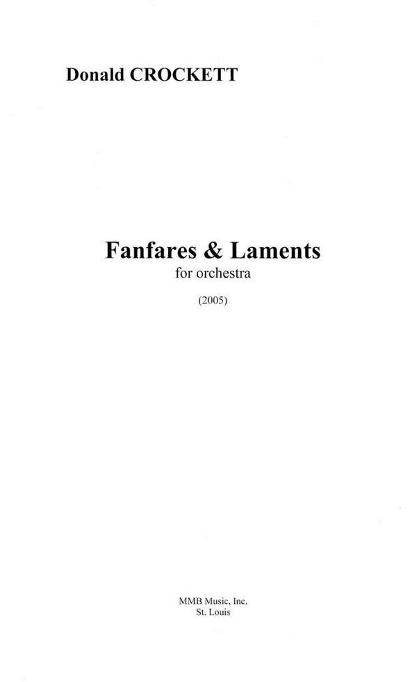 Donald Crockett, Fanfares and Laments&nbsp;&nbsp;Chamber Orchestra&nbsp;&nbsp;Partitur