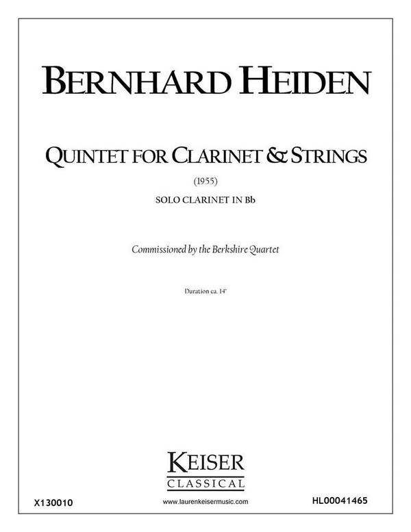 Bernhard Heiden, Clarinet Quintet&nbsp;&nbsp;Clarinet&nbsp;&nbsp;Buch