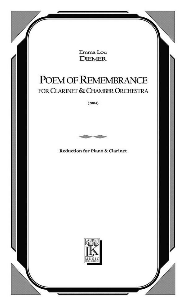 Emma Lou Diemer, Poem of Remembrance&nbsp;&nbsp;Klarinette und Klavier&nbsp;&nbsp;Buch