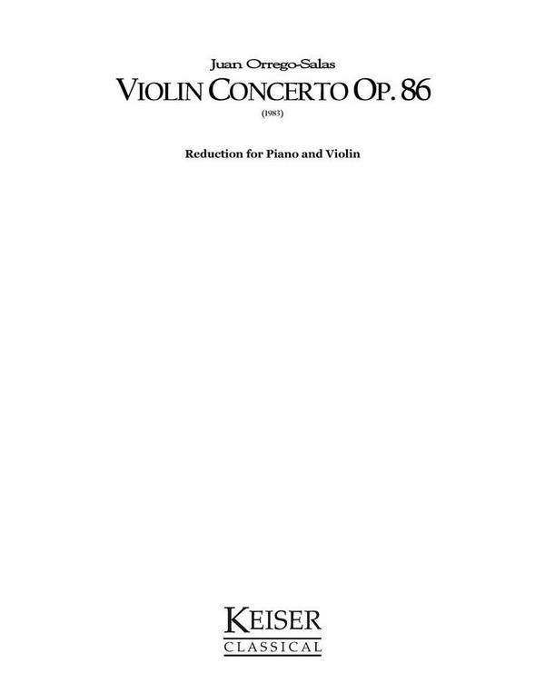Juan Orrego-Salas, Violin Concerto, Op. 86 Piano Reduction&nbsp;&nbsp;Violin&nbsp;&nbsp;Buch