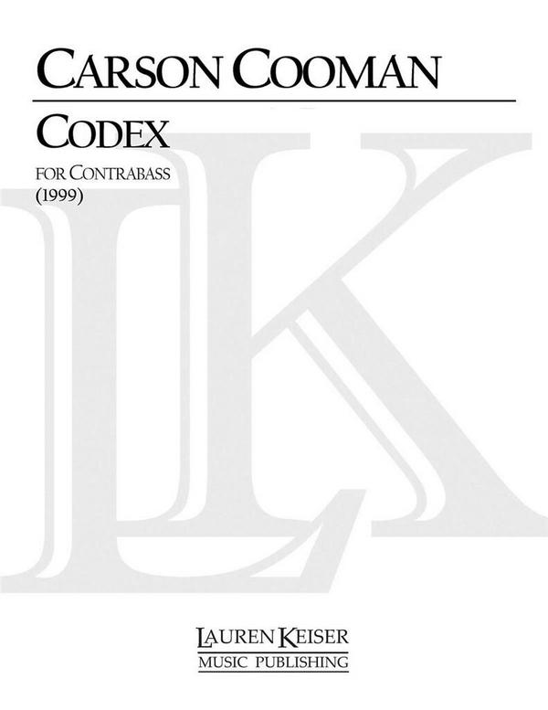 Carson Cooman, Codex&nbsp;&nbsp;Double Bass&nbsp;&nbsp;Buch